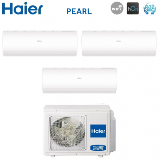 Climatizzatore condizionatore haier trial split inverter serie pearl 9+9+12 con 3u55s2sr3fa r-32 wi-fi integrato