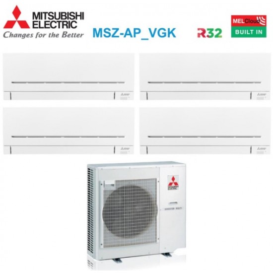 Climatizzatore condizionatore mitsubishi electric quadri split inverter serie ap-vgk 9+9+9+12 con mxz-4f80vf r-32 wi-fi integrato 9000+9000+9000+12000