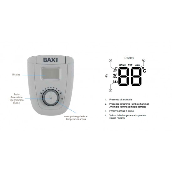 Scaldabagno a gas istantaneo baxi acquaprojet 14fi blue metano low nox completo di kit fumi - new erp